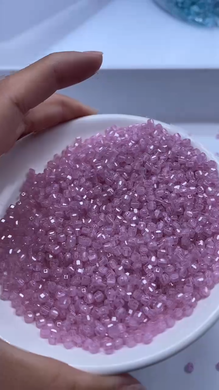 颈饰未镶嵌水晶X70-粉色碧玺方糖3*3mm*30颗