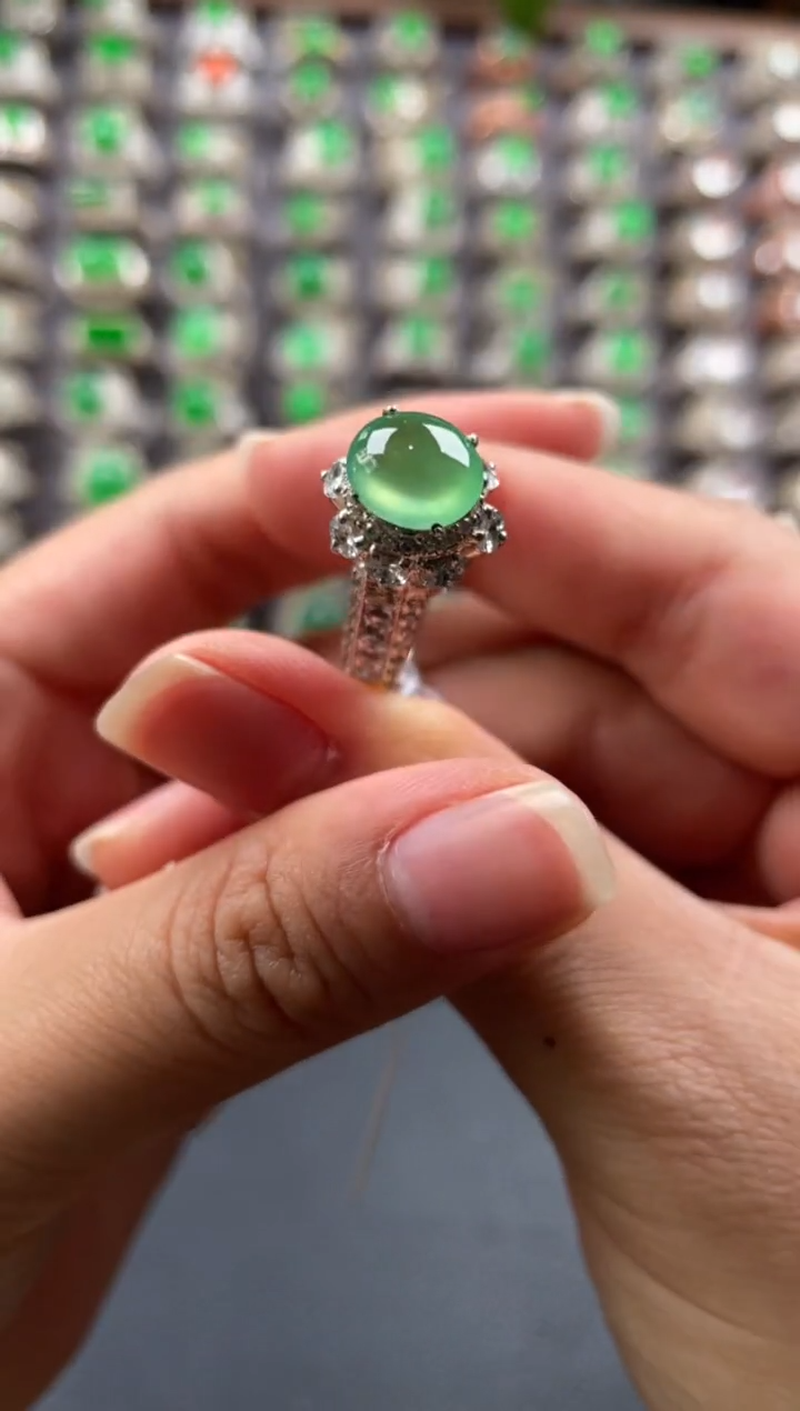 未镶嵌定制翡翠天然缅甸A货翡翠戒面 12.12