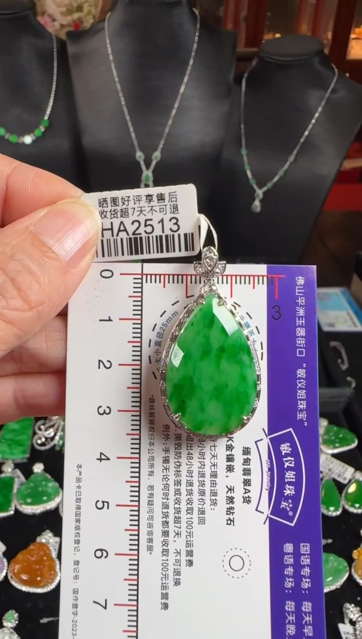 颈饰未镶嵌翡翠HA2513冰绿滴水