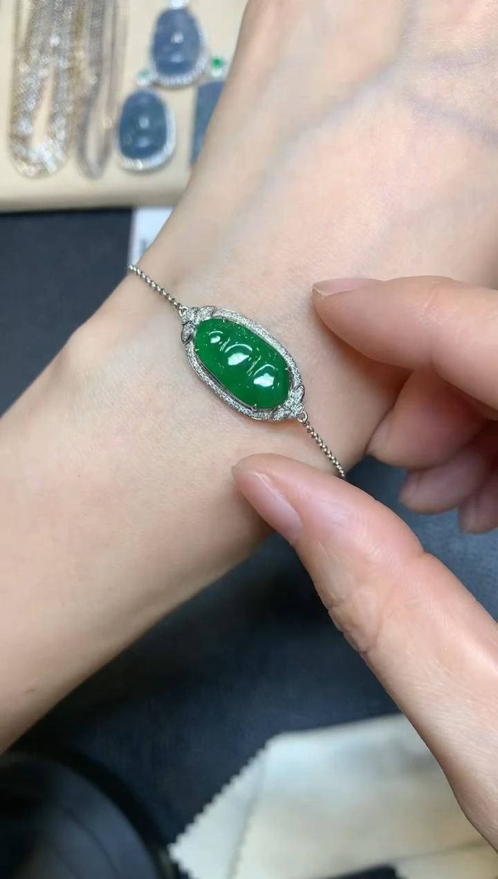 【闪购商品】翡翠手链18K金镶嵌【无服务费