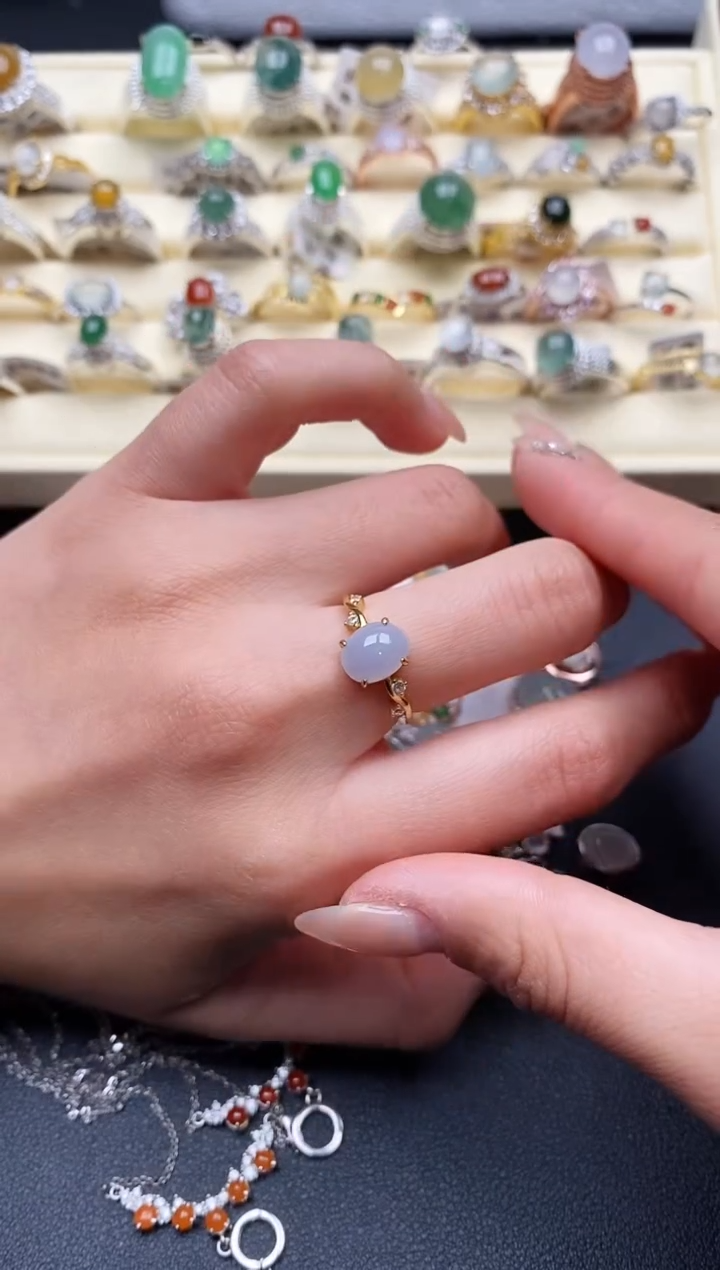 【闪购商品】翡翠戒指银S925镶嵌777777+1