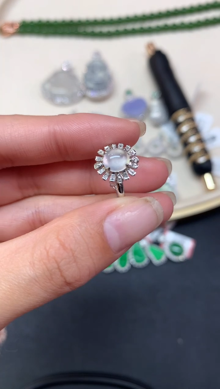 【闪购商品】翡翠戒指18K金镶嵌戒指A319|3980