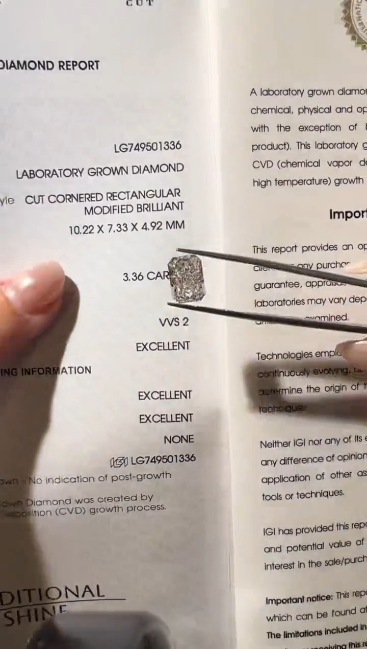 裸石合成钻石LG1336    3.36ct