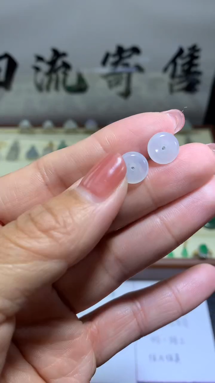 【闪购商品】翡翠耳饰银S925镶嵌0107天然翡翠缅甸A货