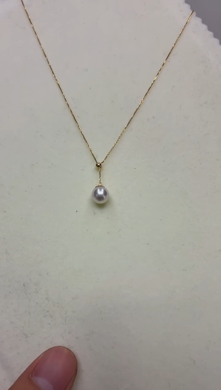 18K金镶嵌DA海水珍珠akoyaY链8-9 y1307