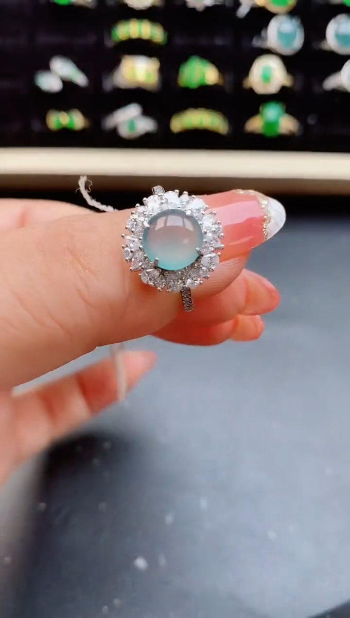 【闪购商品】翡翠戒指银S925镶嵌12121