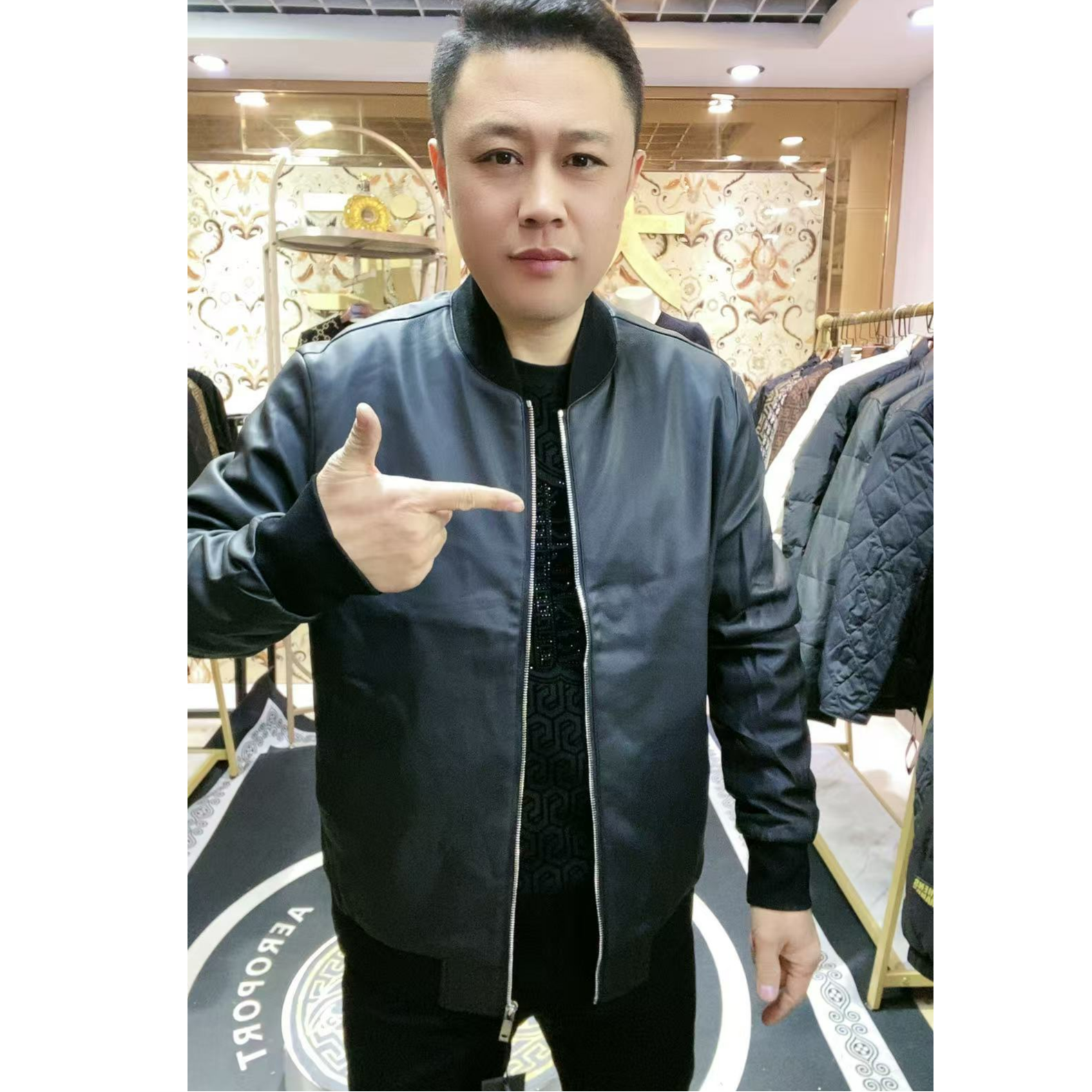 【大咖装】秋冬新款男士保暖休闲洋气时尚简约棒球领皮衣--22618