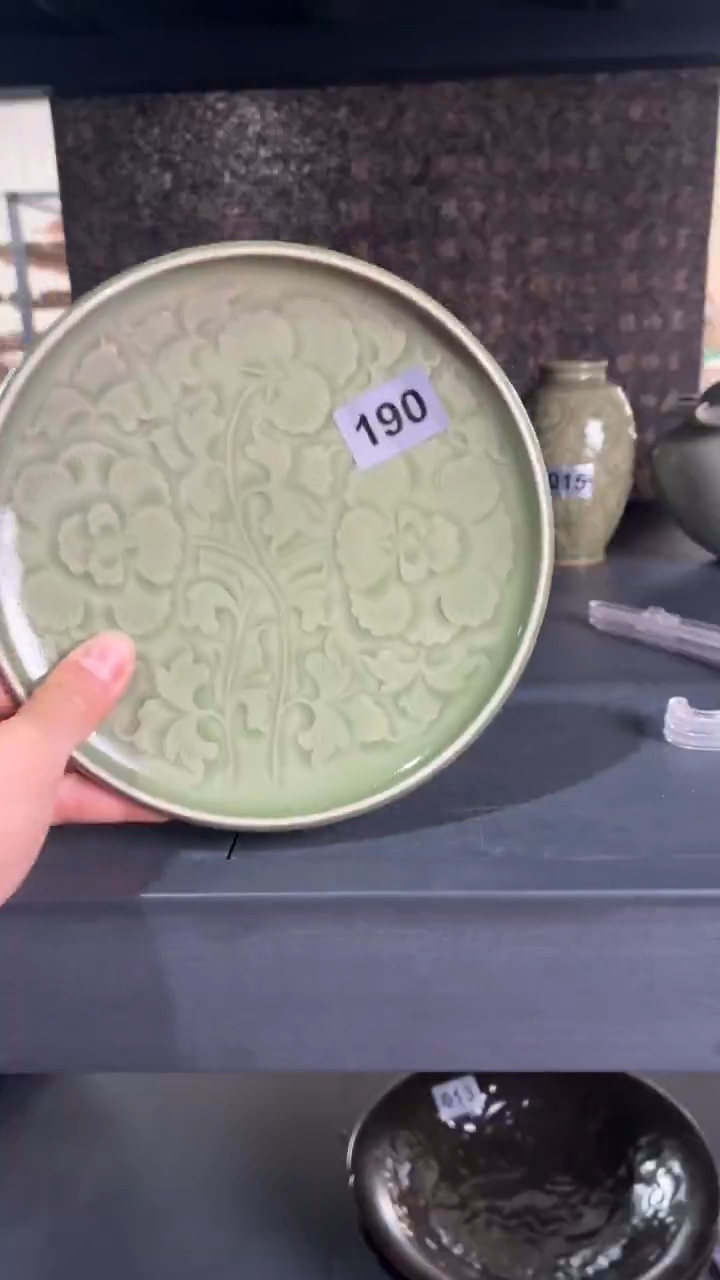 耀州窑仰山折枝牡丹壶承微瑕190