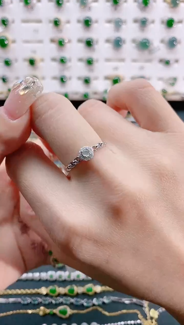 【闪购商品】翡翠戒指银S925镶嵌天然翡翠
