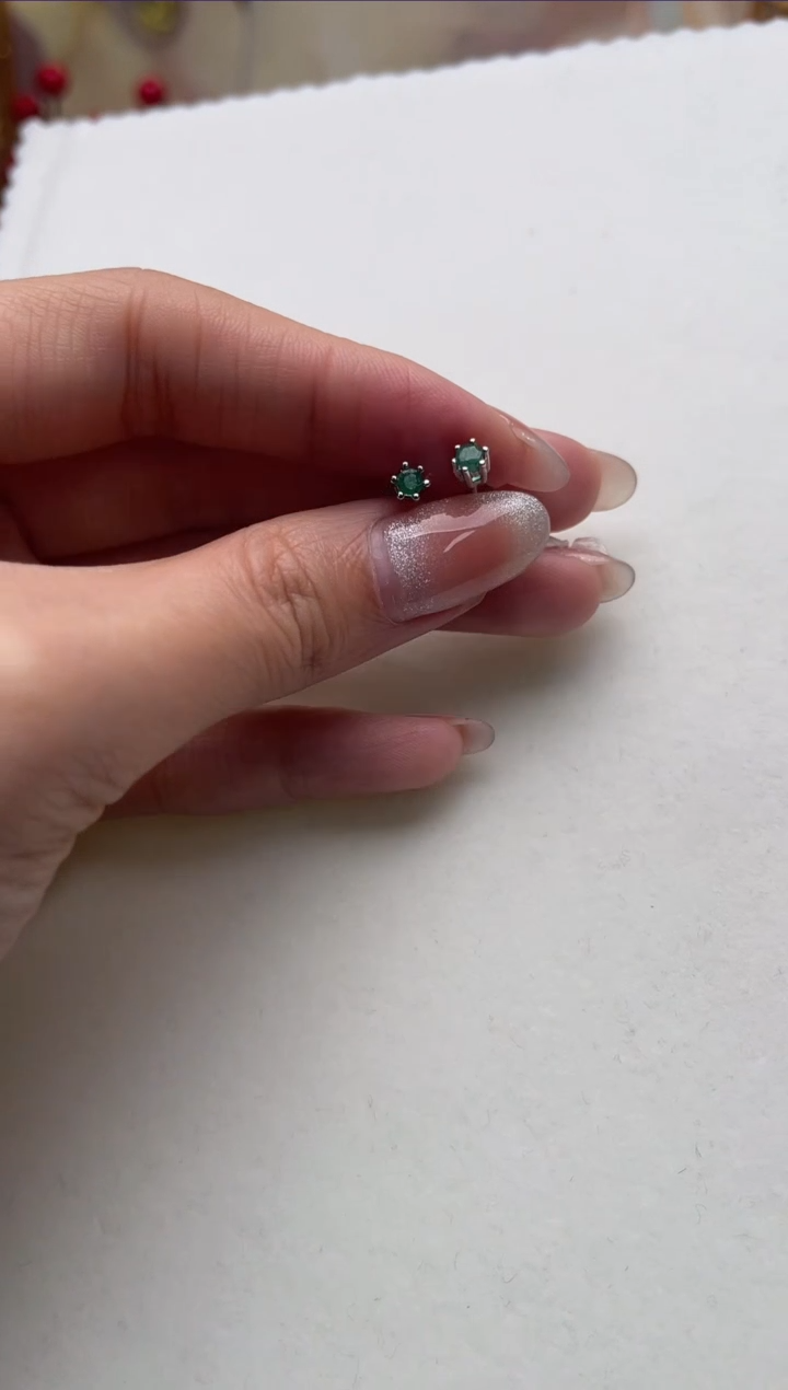 【闪购商品】祖母绿耳钉银S925镶嵌ap6595