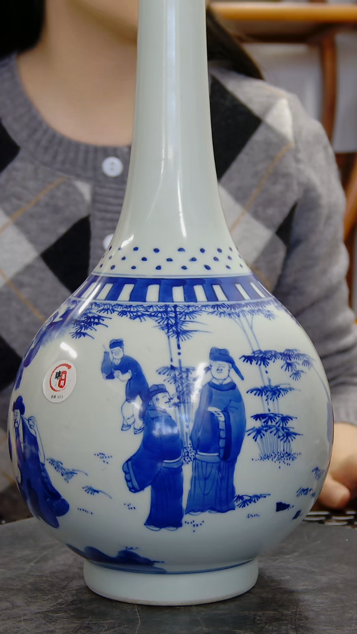 瓶青花竹林七贤胆瓶#1053#