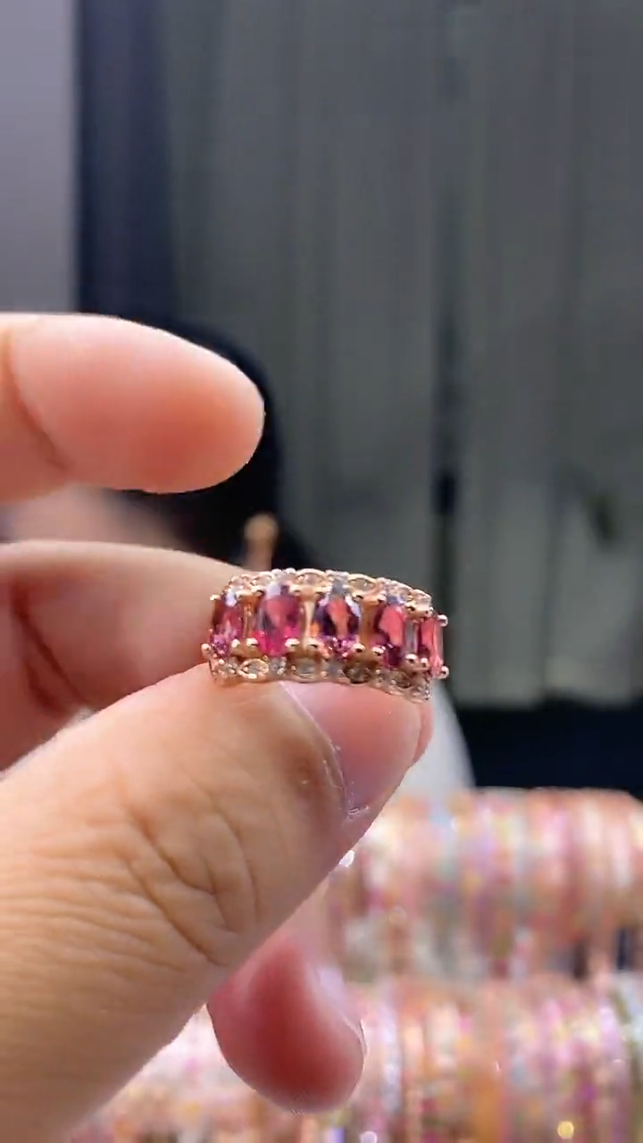 【闪购商品】碧玺戒指银S925镶嵌34354345354354