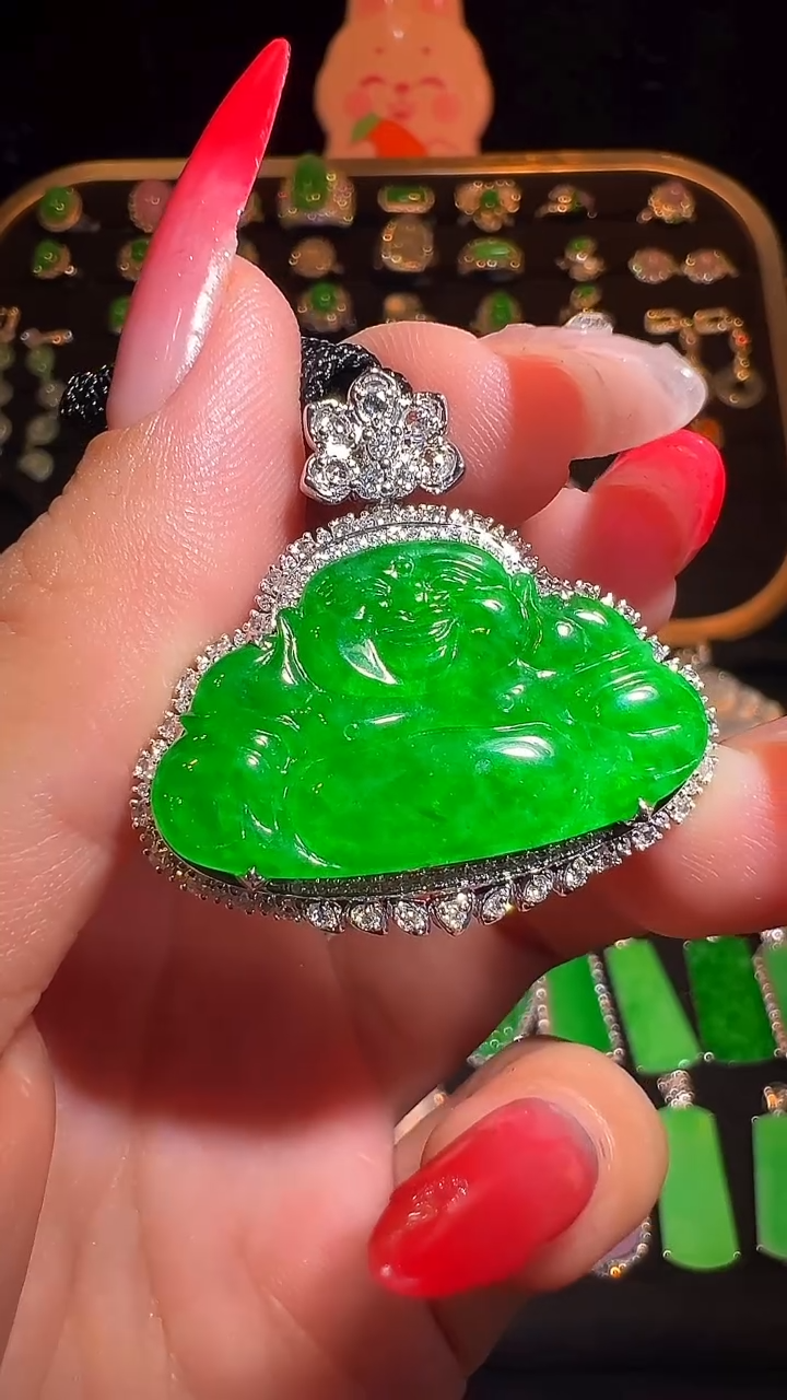 吊坠(不含链)18K金镶嵌翡翠吊坠