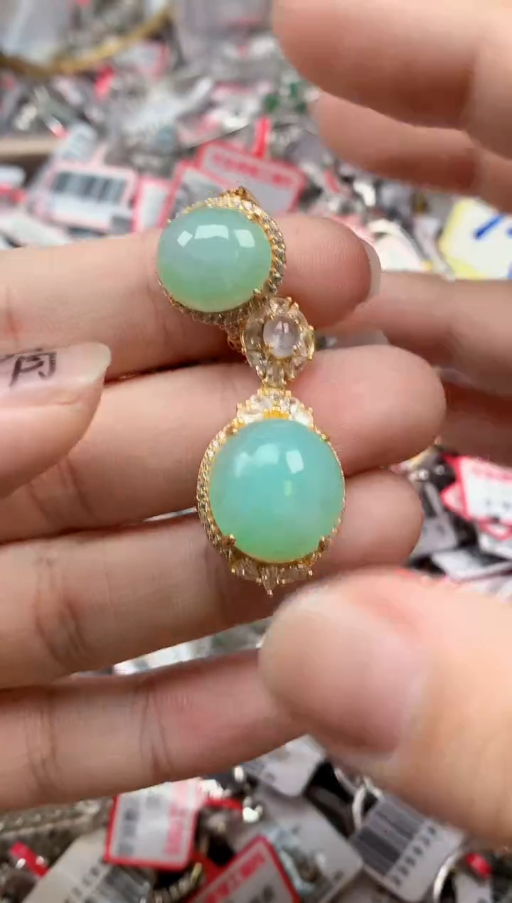 银S925镶嵌戒指翡翠天然A货缅甸翡翠