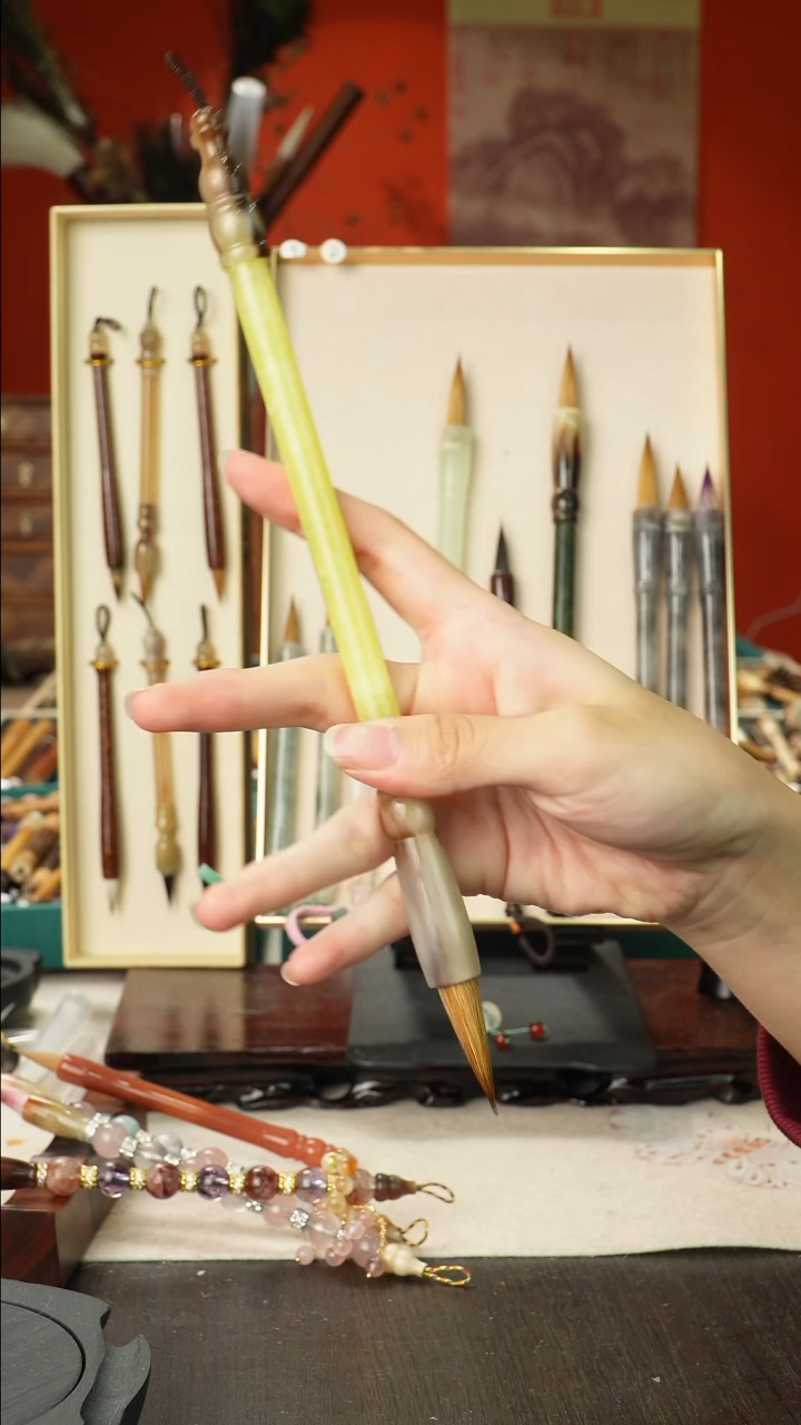 孤品高货毛笔链接 清水试笔 蘸墨不退