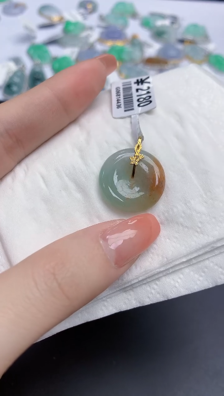 【闪购商品】翡翠颈饰18K金镶嵌天然缅甸翡翠A货