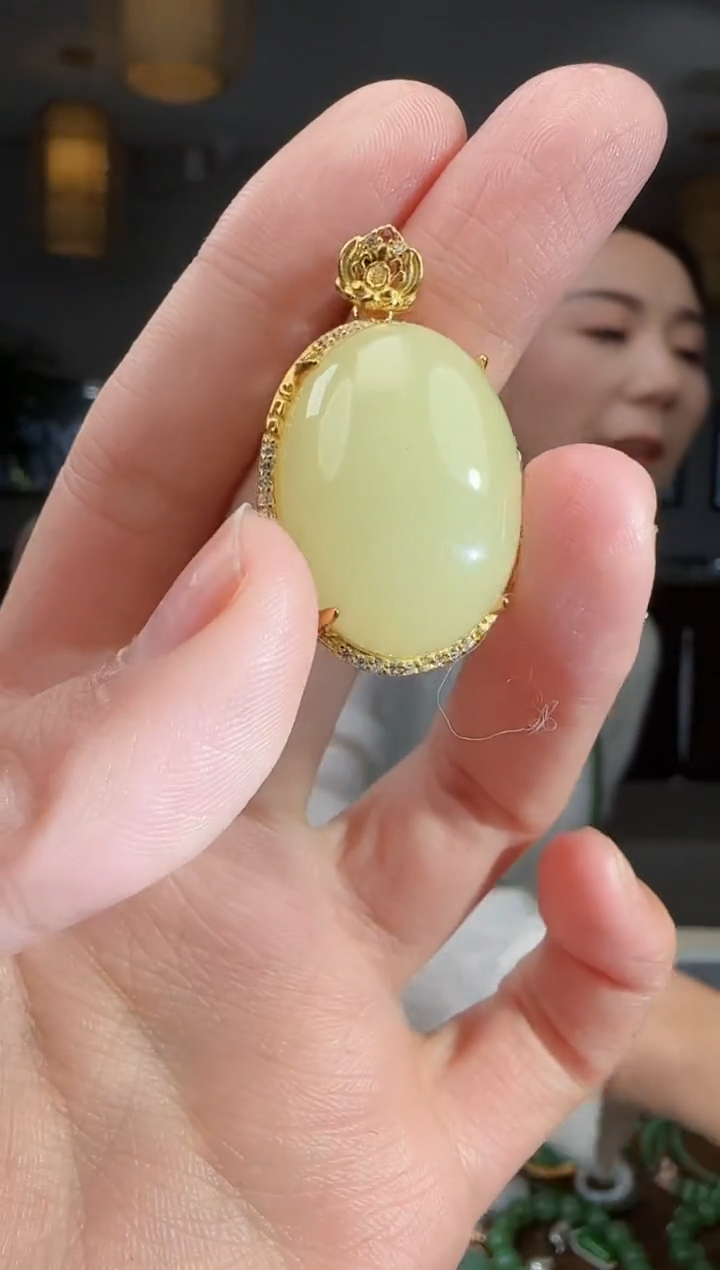 吊坠(不含链)银S925镶嵌和田玉1