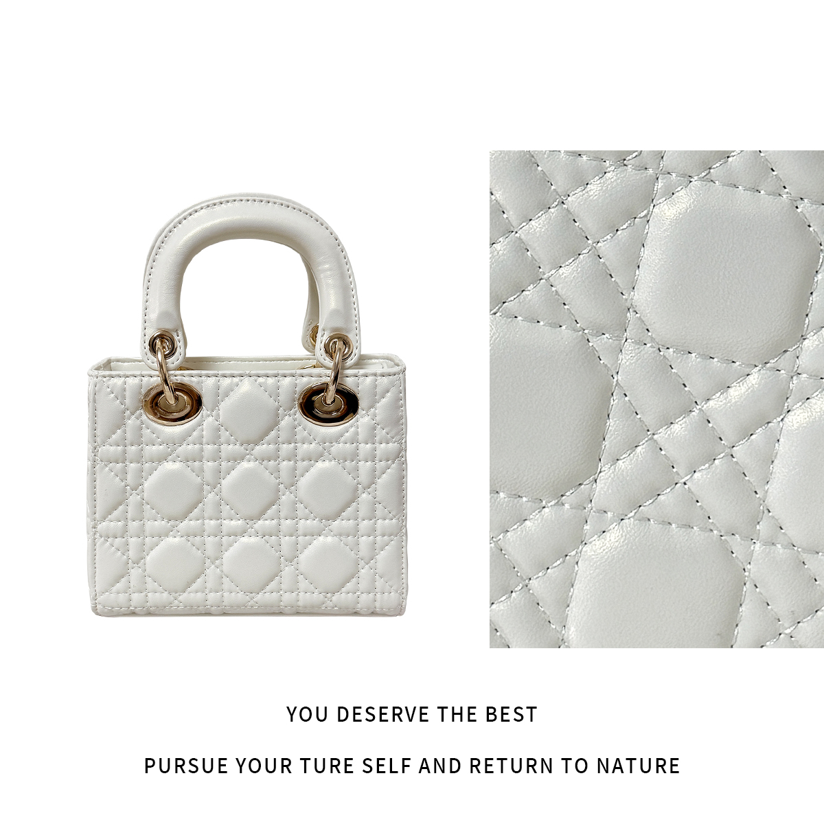 2025新款女包时尚新款包包白色三格-HC230-白