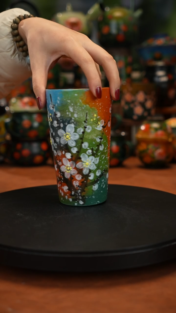 紫砂油画手绘釉下彩