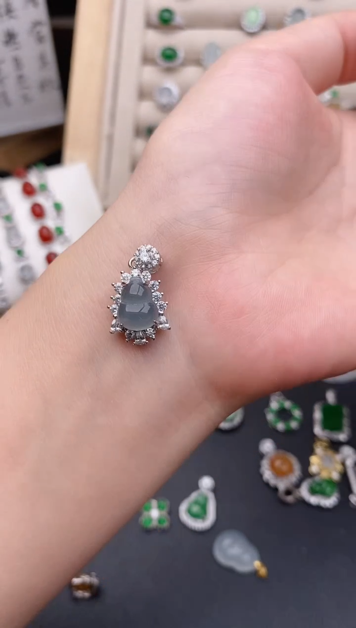 银S925镶嵌戒指翡翠0