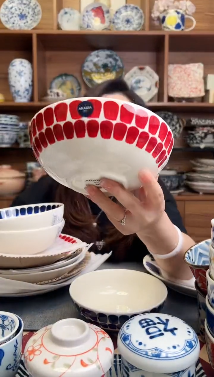 瓷片24小时复古红  16cm钵碗