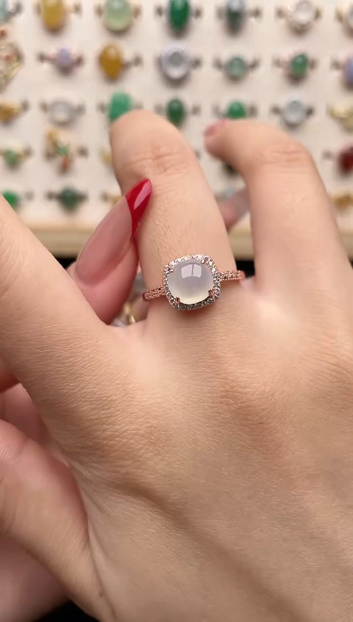 【闪购商品】翡翠戒指银S925镶嵌一物一证一礼盒