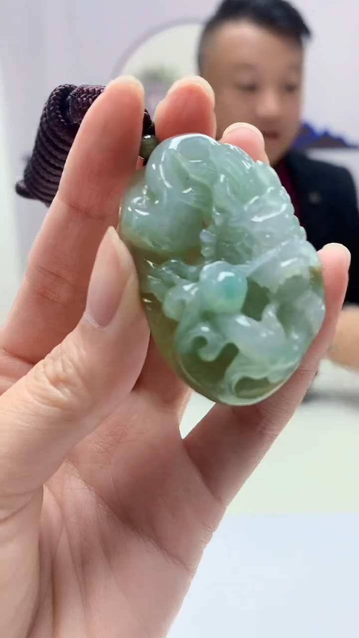 【闪购商品】定制翡翠未镶嵌4969zm-毛货挂件52龙牌