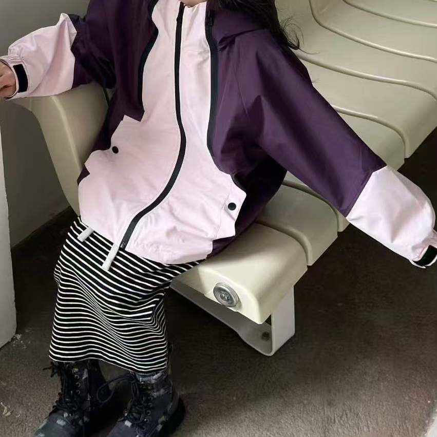 女童新秋款百搭韩版拼色冲锋衣3303