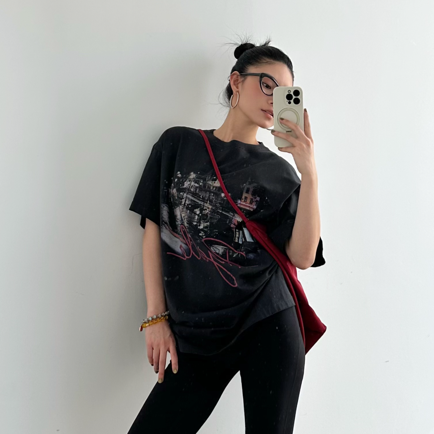 Action Studios 【风景T】大大时尚街头巴黎深灰城市T恤裙SS7907