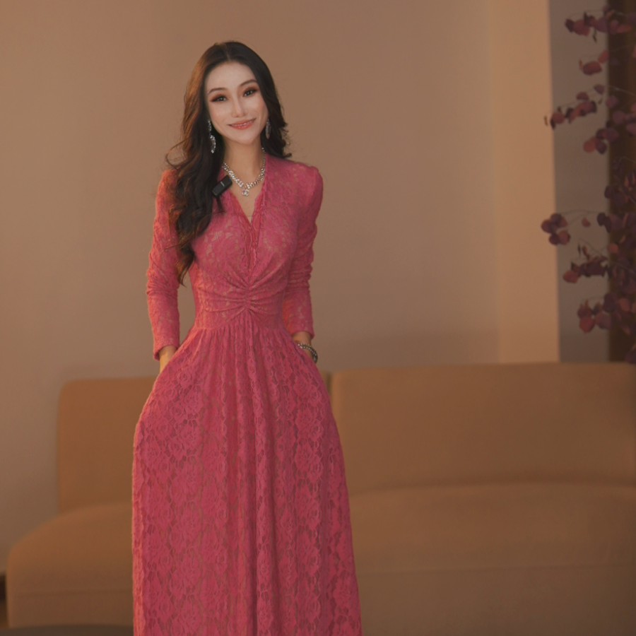 【YD：11】东京樱吹雪 秋冬款新款轻奢气质优雅连衣裙-HZ1293