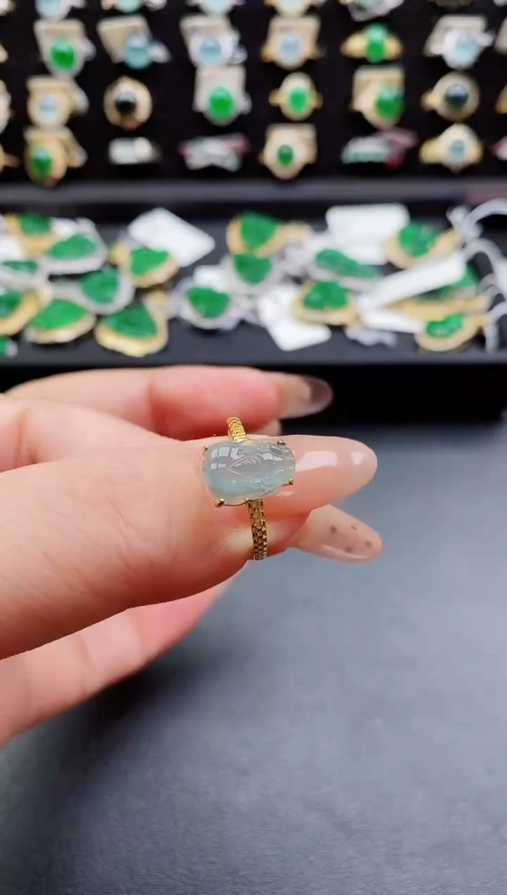 银S925镶嵌戒指翡翠1