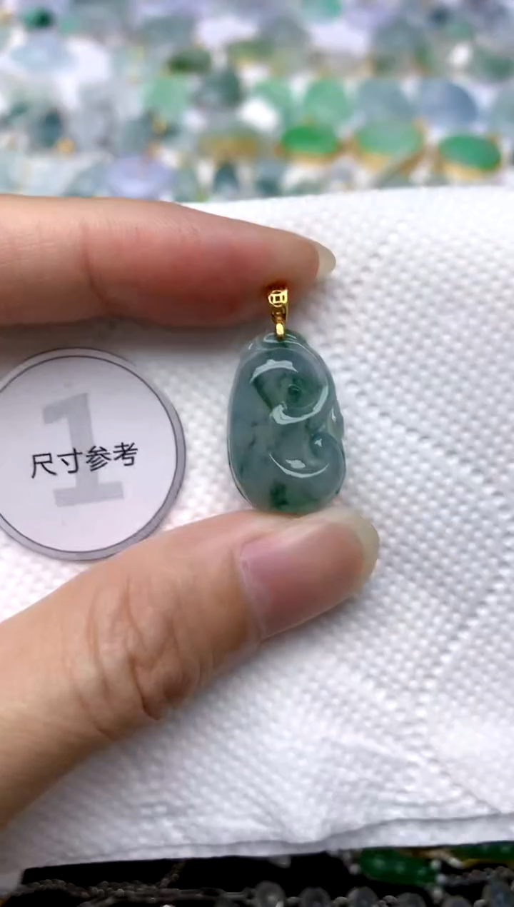 颈饰银S925镶嵌翡翠天然A货翡翠