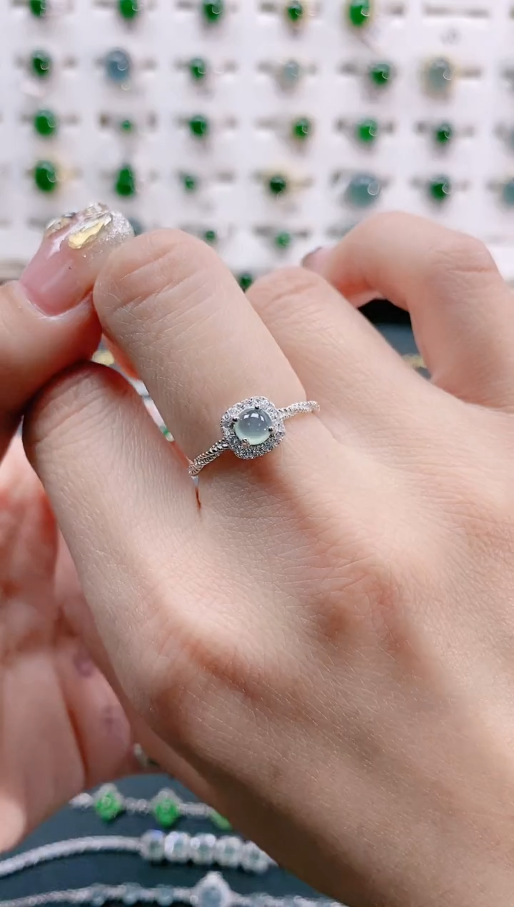 【闪购商品】翡翠戒指银S925镶嵌天然翡翠