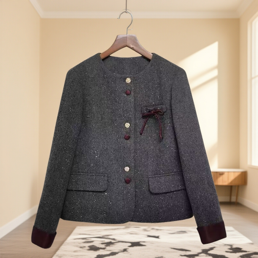 A003 春秋款时尚气质洋气圆领百搭单排扣短款外套JR