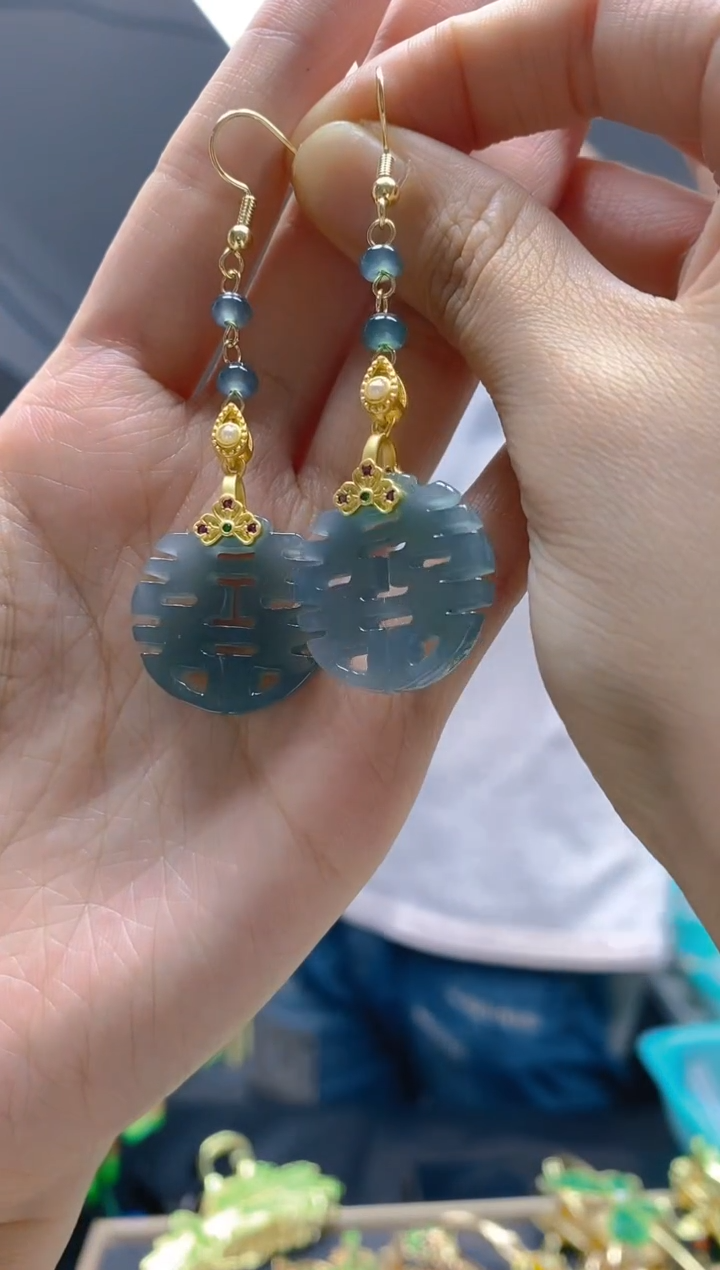 【闪购商品】翡翠耳饰合金257翡翠耳钩