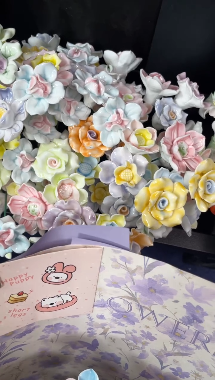 整点福利款式  微瑕陶瓷花花20朵  浅色系随机发货  （发货不退）