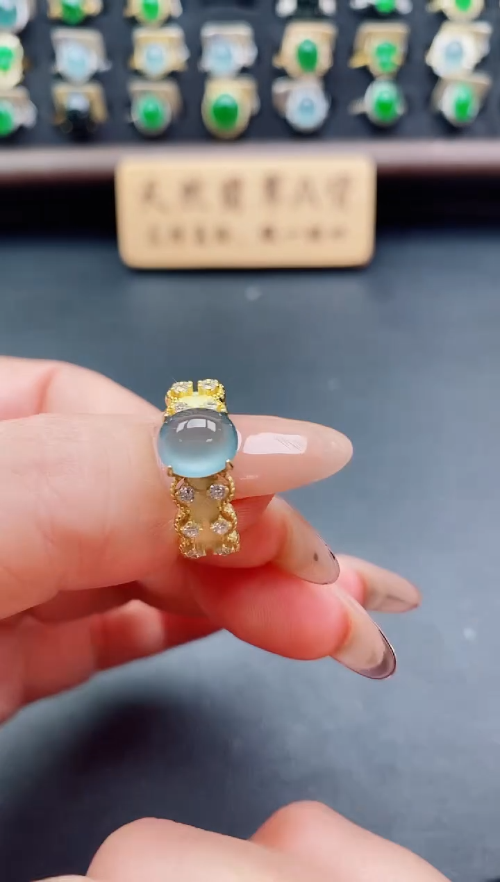 银S925镶嵌戒指翡翠1