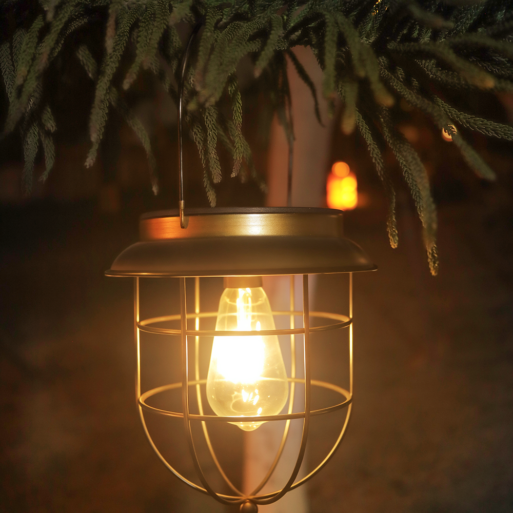太阳能钨丝照明灯铁艺复古吊灯防水户外庭院阳台花园氛围灯庭院灯