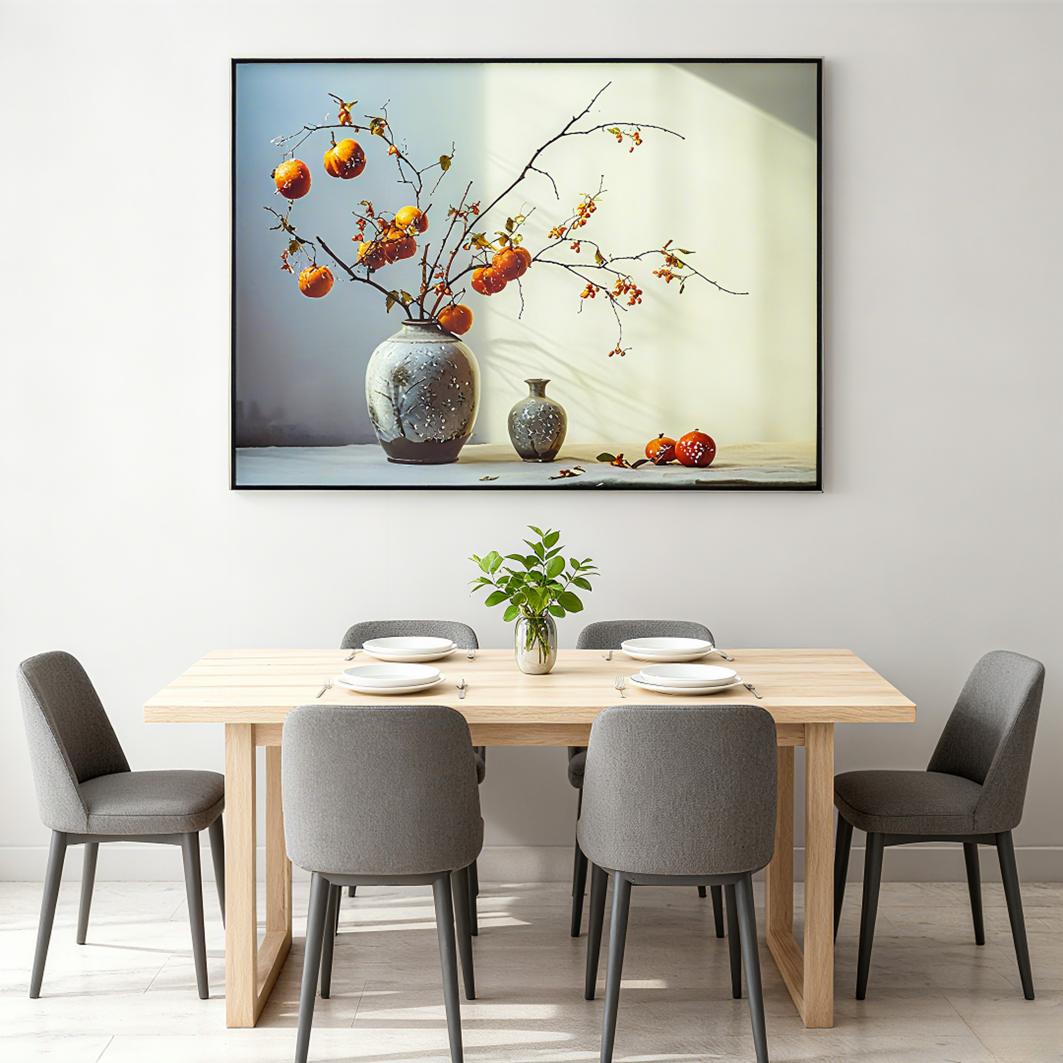 艺术装饰画玄关卧室餐厅客厅沙发背景墙挂画晶瓷镶钻花瓶柿柿如意