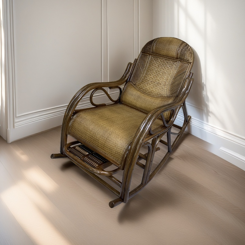 天然藤席摇椅家用成人摇摇椅大人休闲阳台藤椅老人逍遥椅懒人躺椅