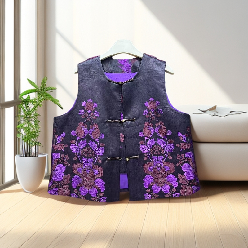 云喜原创老缎双层福利小马甲02