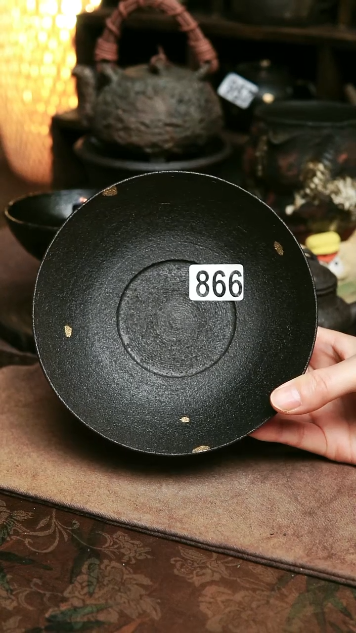 866号紫砂全手工黑金壶承