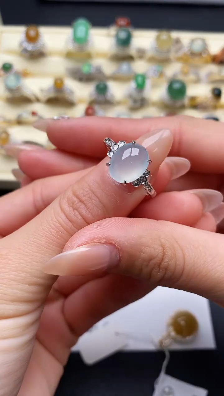 【闪购商品】翡翠戒指银S925镶嵌3333333+7