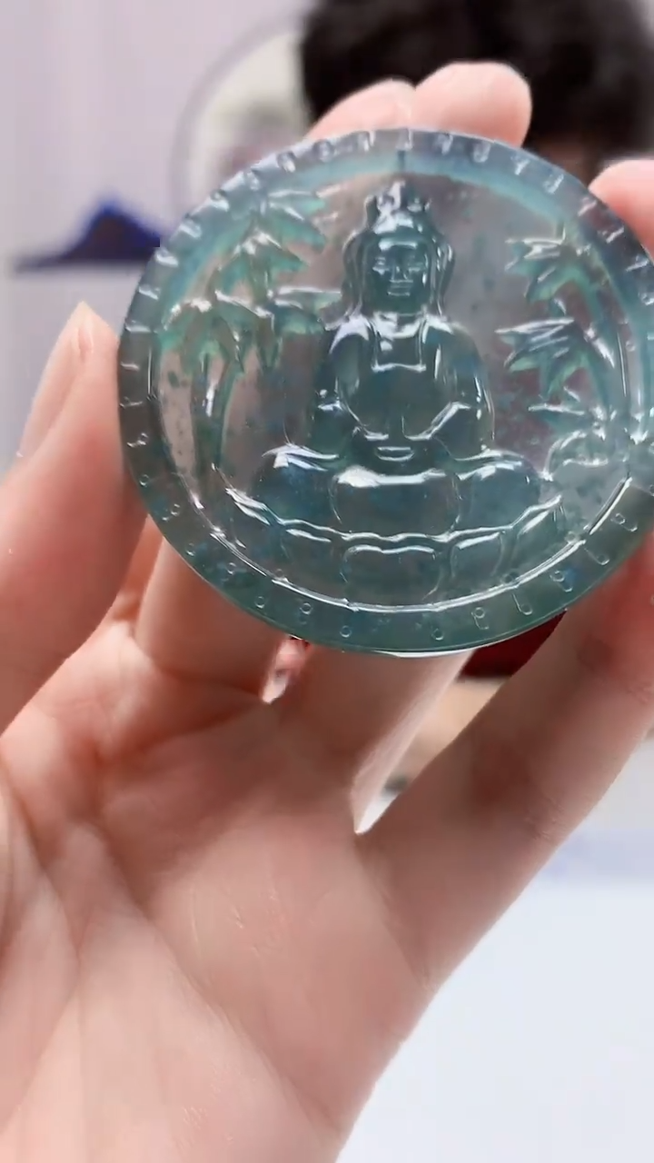 【闪购商品】定制翡翠未镶嵌4688zm-毛货挂件观音160