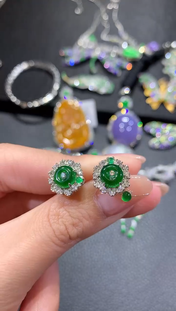 【闪购商品】翡翠耳饰银S925镶嵌238耳饰（多样性发货一件