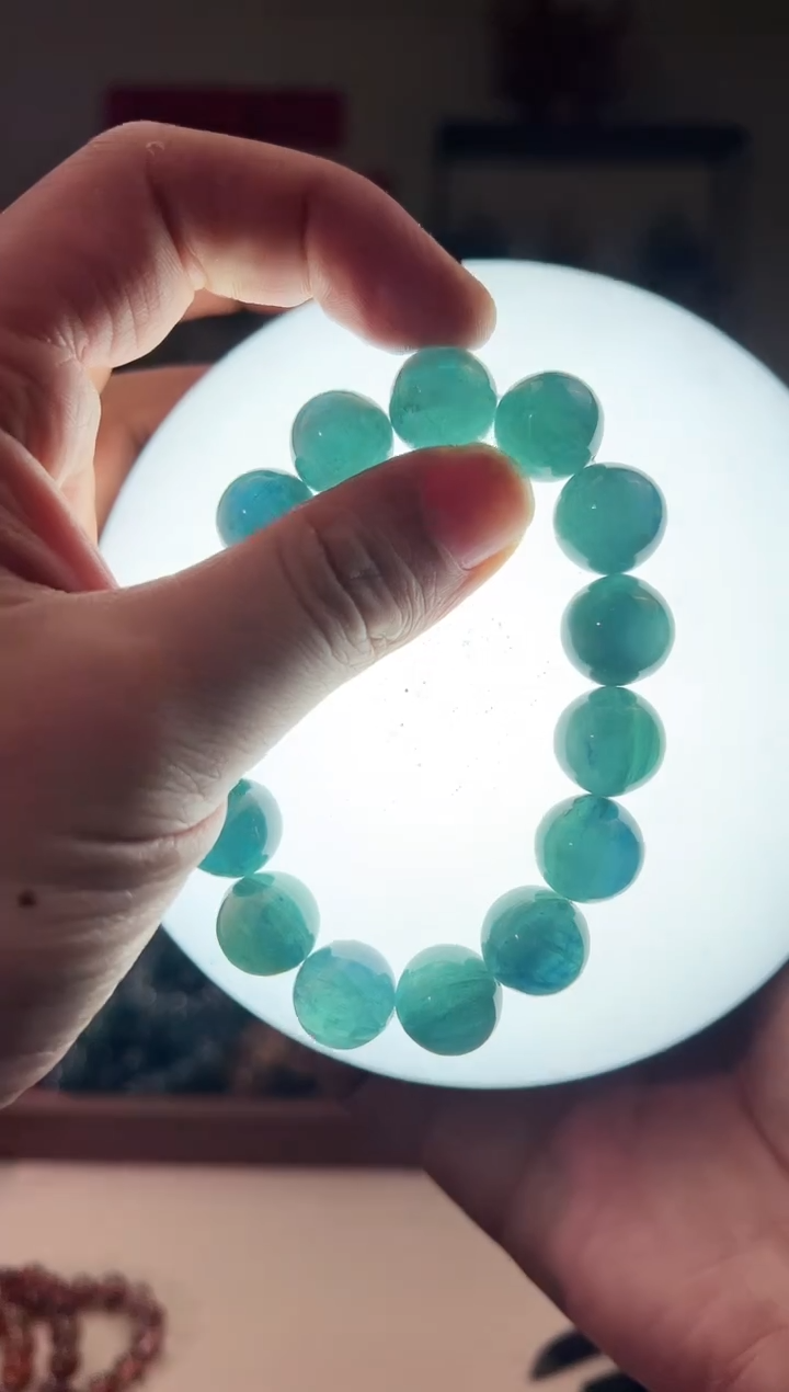 【闪购商品】锂辉石手串未镶嵌14mm蓝绿晶（多样性发其一）
