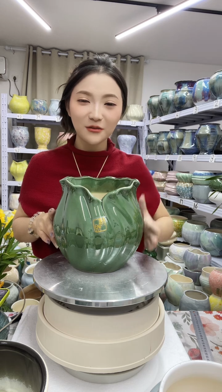 【微瑕 多釉】12.11【花盆链接】  高 ： 21口:16