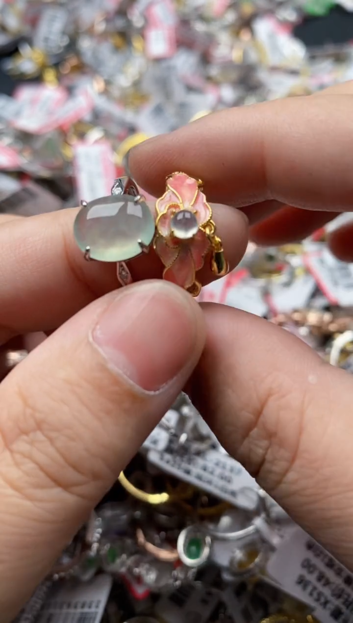 【闪购商品】翡翠戒指银S925镶嵌9999---10