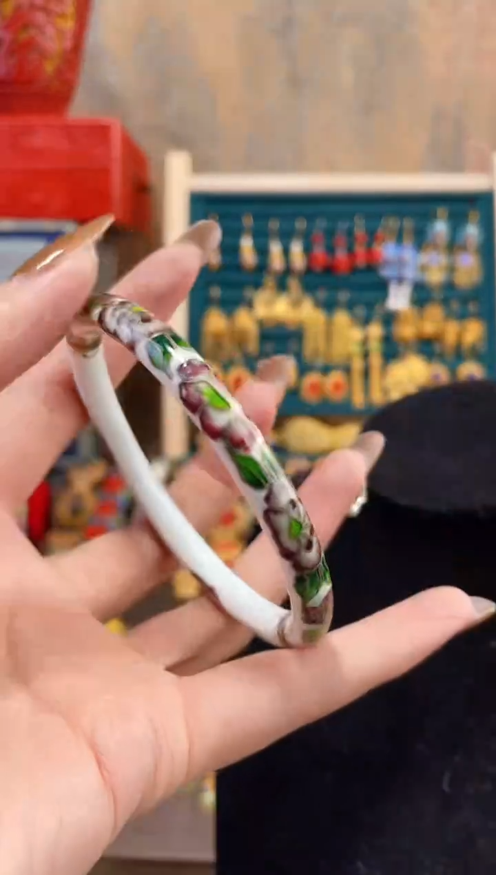 【闪购商品】非遗景泰蓝镯子银蓝开口白色