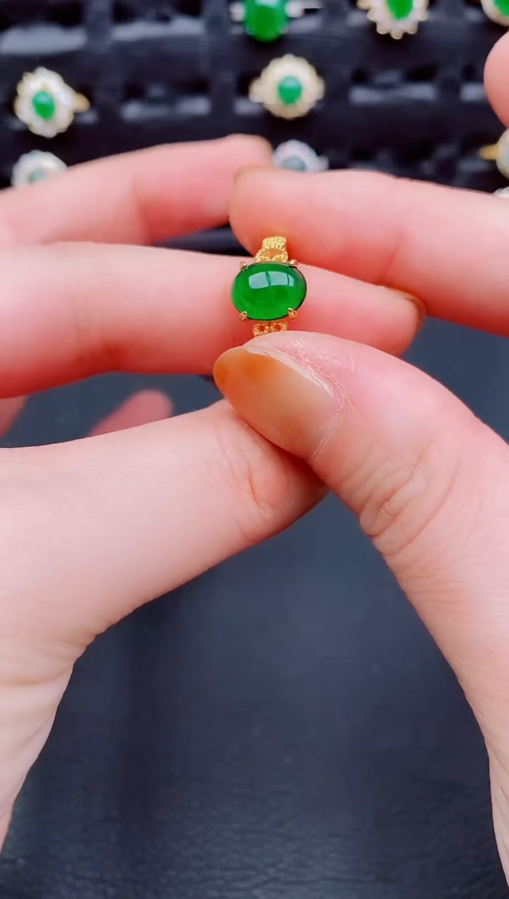 【闪购商品】翡翠戒指银S925镶嵌天然a货翡翠181
